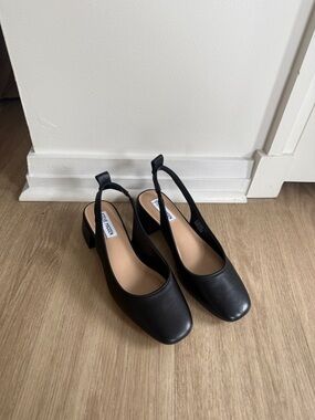 Steve Madden Black Slingback Block Heel Pumps